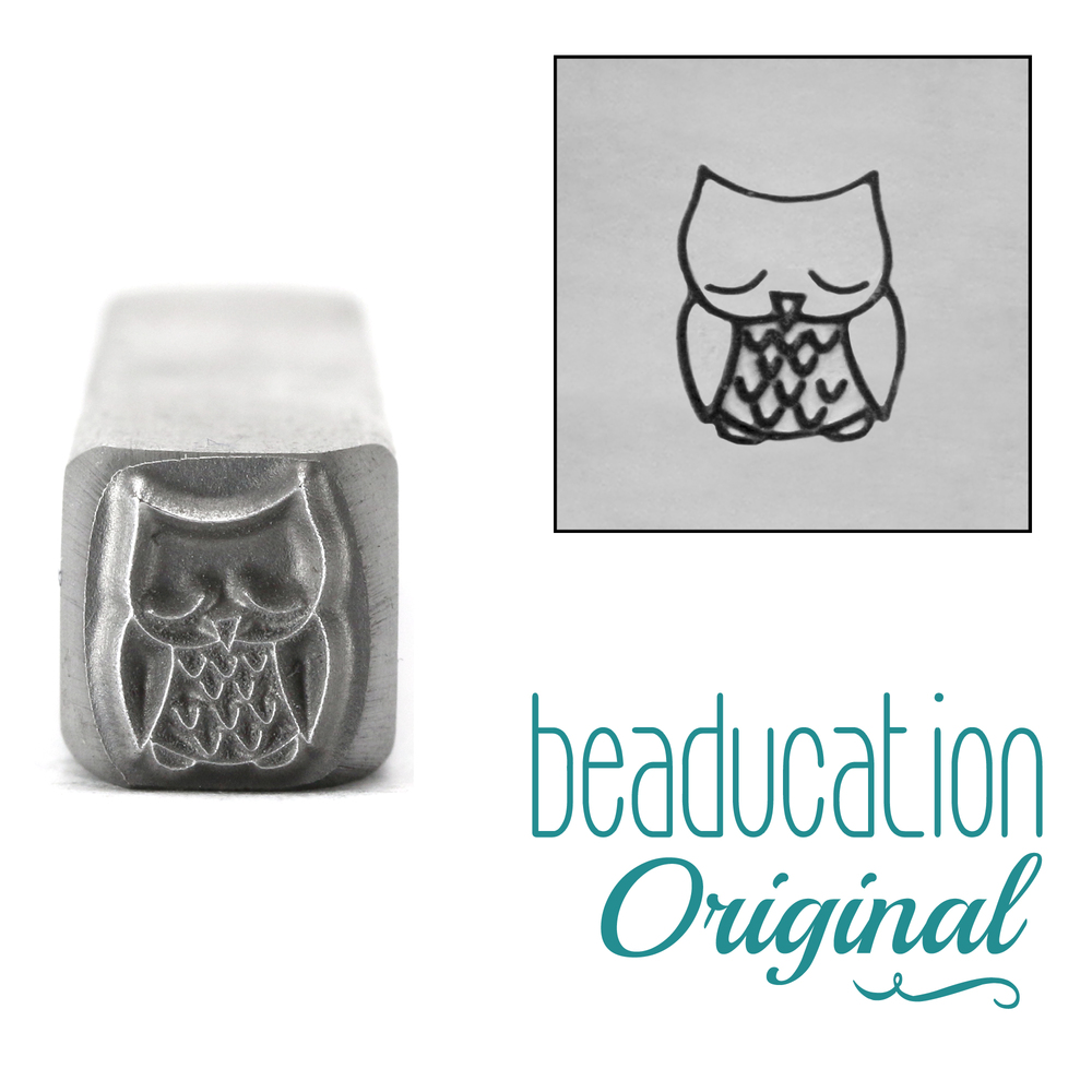 Metal Stamping Tools Sleepy Owl Metal Design Stamp, 8mm - Beaducation Original